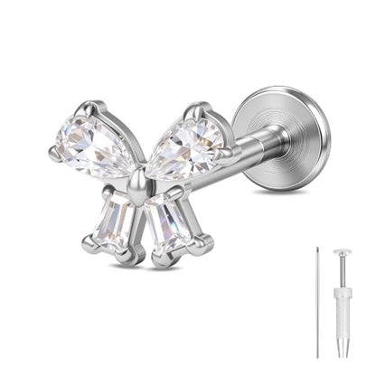G23 Titanium Gold Filled 16G Cartilage Earring, 6mm 8mm - color: Butterfly, Silver, size: 8MM