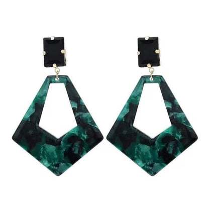 ONLYJUMP Exaggerated Geometry Earrings Acrylic Round Square Triangle Heart Dangle Earrings for Women Multilayer Bohemia Earrings Classic Retro Minimalist Earrings Statement Jewelry - color: Green