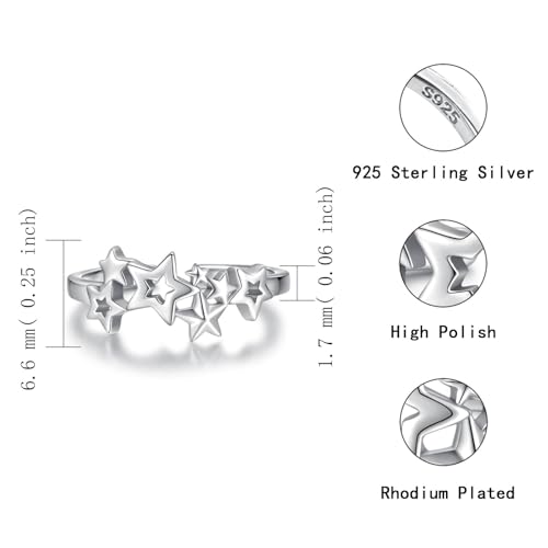 Sariel 925 Sterling Silver Toe Rings for Women Boho Adjustable Mid Finger Rings Summer Vacation Ocean Beach - color: Star