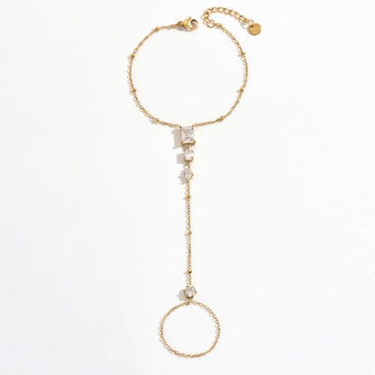 Gold Anklet for Women 18K Gold Plated Daisy Pearl CZ Foot Chain Star Flower Cross Ankle Bracelet Dainty Waterproof Beach foot jewelry for women sexy - color: CZ Y Anklet-Gold