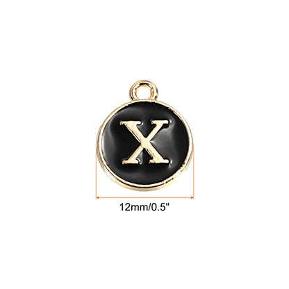 MECCANIXITY Alphabet Letter Charm Double Sided Alphabet Pendant, for Earring Jewelry Making - style: X