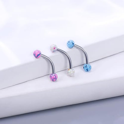 Eyebrow Piercing Jewelry 16G Stainless Surgical Steel Curved Barbell Eyebrow Ring Vertical Labret Lip Jewelry Rook Daith Earrings Piercing Jewelry for Women Men 6mm 8mm 10mm 16 Gauge - color: 8MM-Mix Color