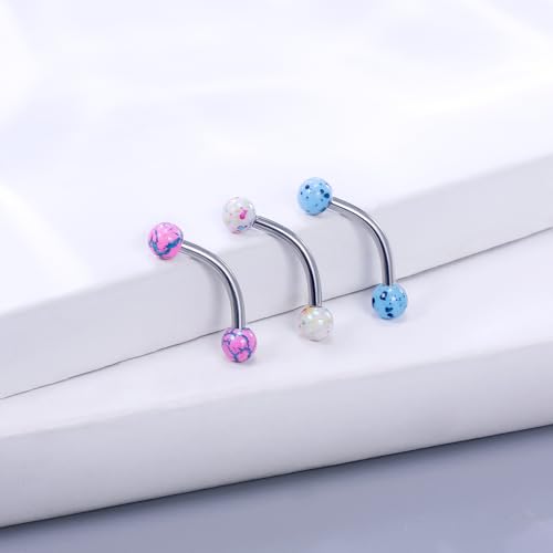 Eyebrow Piercing Jewelry 16G Stainless Surgical Steel Curved Barbell Eyebrow Ring Vertical Labret Lip Jewelry Rook Daith Earrings Piercing Jewelry for Women Men 6mm 8mm 10mm 16 Gauge - color: 6MM-Mix Color