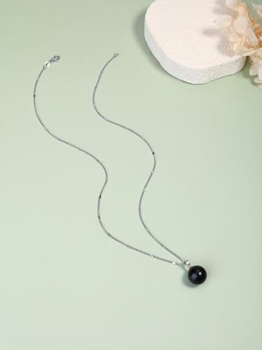 Jovivi Amethyst Obsidian Healing Crystals Ball Necklace for Women Men | 14mm Natural Stone Round Ball Bead Necklace Handmade Gemstone Pendant Protection Crystals Birthstone Jewelry - color: Black Obsidian