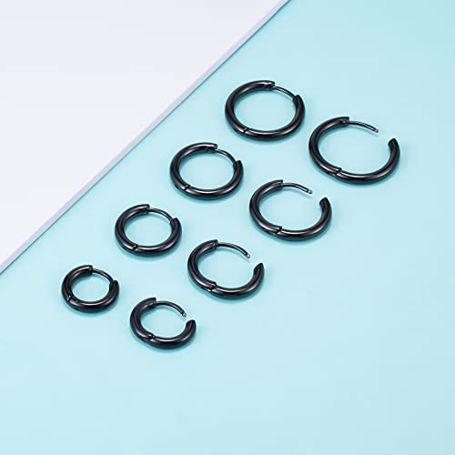 Titanium Huggie Hoop Earrings Hypoallergenic Nickel Free Hinged Sleeper Earrings for Sensitive Skin Cartilage Helix Lobes - style: Huggie 10mm black