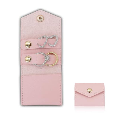 Mini Travel Jewelry Roll Bag with Buckle, Foldable Multifunctional Mini Travel Jewelry Case, Small Jewelry Bags Storing Rings, Necklaces, Earrings (Pink) - color: Pink