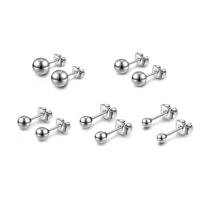 5 Pairs Small Ball Stud Earrings for Women and Men, Hypoallergenic Stainless Steel Round Ball Earrings Set for Sensitive Ears, Multiple Piercings Cartilage (3-7mm)