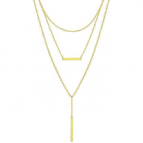 LA Signora Women's Necklaces, Choker Necklace,Women's Jewelry,18K Gold Necklace For Women,Sweatproof Non Tarnish Chain Necklaces,Trendy Gold necklace, Delicate Gold Necklace, Dainty Gold Chain - style: Three Layer Pendant Necklace