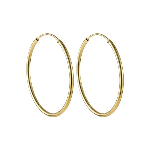 Chic 925 Sterling Silver Big Hoop Earrings Minimalist Round Circle Endless Large Huggie Hoops Statement Earrings 50/60/70/90mm Hypoallergenic Fashion Jewelry Gifts for Women Girls - style: 30mm Gold