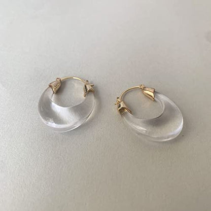 Acrylic Hoop Earrings Geometric Resin Minimalist Statement Chunky Hoops for Women - style: A: oval