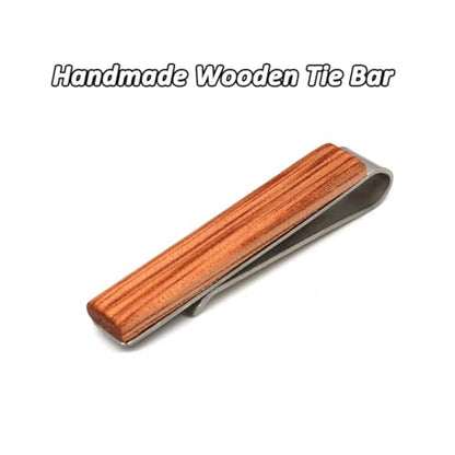 STJARNA Wood Tie Clip Brown 2inch Stainless Steel Tie Bar Handmade Jewelry - style: Light Brown