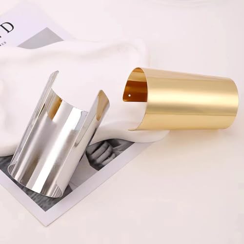 2Pcs Cuff Bangle Bracelet for Women Open Wide Wire Bracelets Gold Wrist Cuff Wrap Bracelet Adjustable - color: Gold1