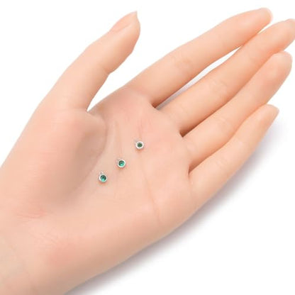 Adabele 2pcs Real 925 Sterling Silver CZ May Birthstone Charm Drop 4mm | Tiny Small, Tarnish Resistant 92.5 Silver Sparkle Emerald Green Cubic Zirconia Dangles Closed Loop Craft Jewelry Making - color: May, size: 4mm (0.16")/Tiny - 2pcs