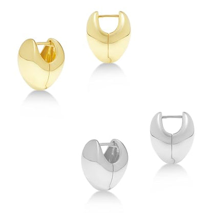 Milla Small Silver Hoop Earrings and Chunky Gold Hoops for Women | Small Chunky Silver Hoops and Thick Gold Hoop Earrings for Women. Available in 14K Gold and Silver Plated Finish - color: Silver - Chunky