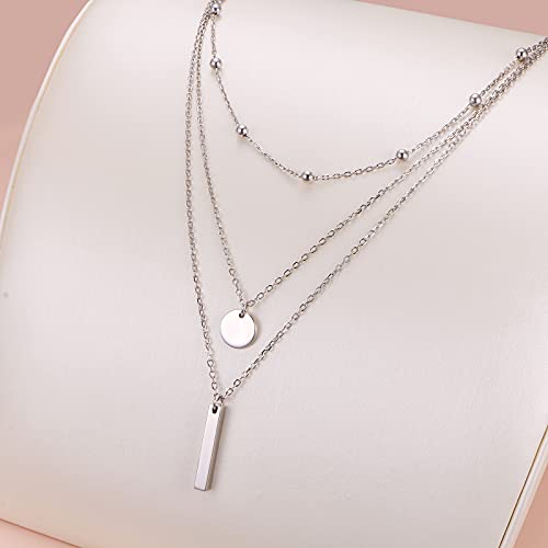 925 Sterling Silver Multilayer Layered Triple Long Chain Necklace for Women - style: Multilayer