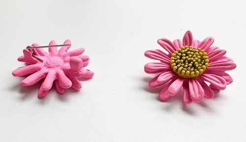 6 Pcs Daisy Flower Brooches, Sunflower Lapel Pins, Sun Flower Brooches, Floral Lapel Pins for Women Fashion Jewelry Accessories - color: Pink