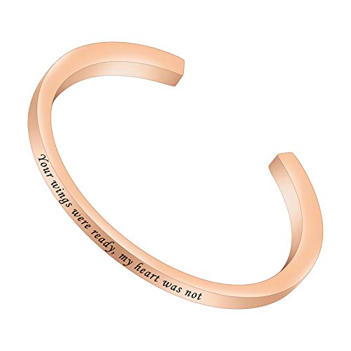 Dletay Urn Bracelet Cremation Bracelet for Ashes Memorial Ashes Bracelet Openable Cuff Bangle Bracelet - color: Your wings-Rose Gold