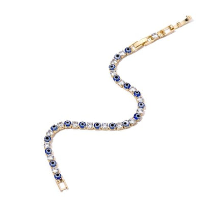 Evil Eye Bracelets for Women 18K Gold and Silver Filled with 4MM Cubic Zirconia Tennis Bracelet Evil Eye Jewelry - color: 14K Gold