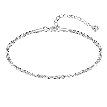 Sparkling Ankle Bracelets for Women Waterproof,18K Gold Plated Anklets for Women Large Ankles - color: A-1pc Star Chain-Silver