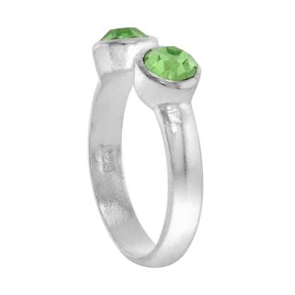 Sterling Silver Birthstone Colors Crystal Toe Ring for Women Open Top Midi Ring Knuckle Ring Adjustable sizes 2 to 4 - style: Peridot Green