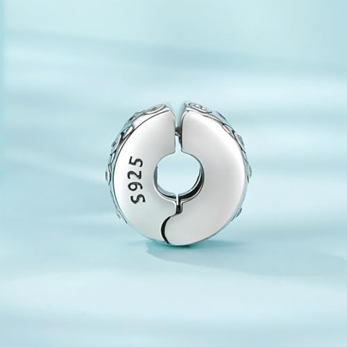 Heart Charm Clip Lock Spacer Stopper Charm Bead Bracelet 925 Sterling Silver Charms Safety Chain for Pandora Bracelets - color: Butterfly Flower Stoppered Beads