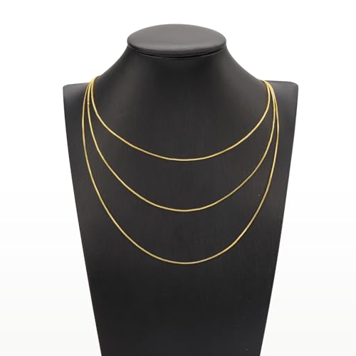 YOUBEIYEE 10PCS 18 Inches Adjustable Gold Plated Small Box Necklaces Bulk | for Women Jewelry Making DIY - color: Gold Box