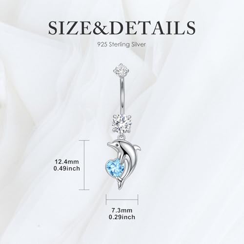 Belly Button Rings 925 Sterling Silver Belly Piercing Jewelry Hypoallergenic Navel Rings Gifts for Women - style: Dolphin