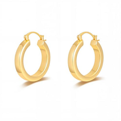 Milan Chiva 14K Gold Plated Small Huggie Dangle Earrings | Lightweight Trendy Heart Dainty Jewelry Hypoallergenic Chunky Gold Hoops Earrings Jewelry Mothers Day Gift for Women - color: H-Gold