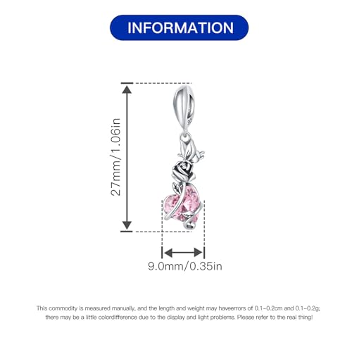 CYCUFF 925 Sterling Silver Charms Suitable for Charm Necklaces, Bracelet Pendants Beads Jewellery Gift for Women - color: Butterfly Rose Heart Zirconia Charm