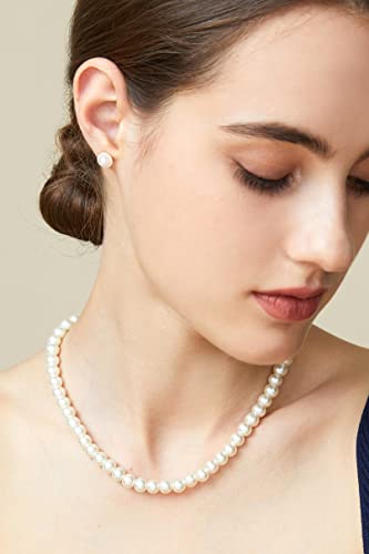 BABEYOND Round Imitation Pearl Necklace Wedding Pearl Necklace for Brides - color: White, size: 8mm