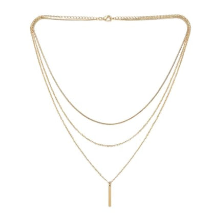 9-Piece Gold Tone Layered Chain Necklace Set for Women, Versatile Stackable Necklaces with Vertical Bar/Herringbone/Padlock Coin Charms, Trendy Boho Jewelry - style: TZJ-003358