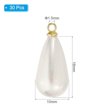 PATIKIL Pearl Charm, 30Pcs Pearl Beads Teardrop Faux Pearl Pendant with Loop for Jewelry Making Bracelets Earrings Necklace - color: Gold, size: 18x10mm