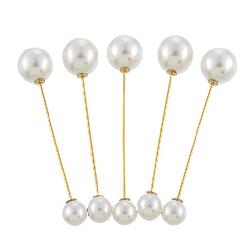 queenland Double Faux Pearl Brooch Pins Sweater Shawl Clip Dress Cardigan Collar Safety Pins