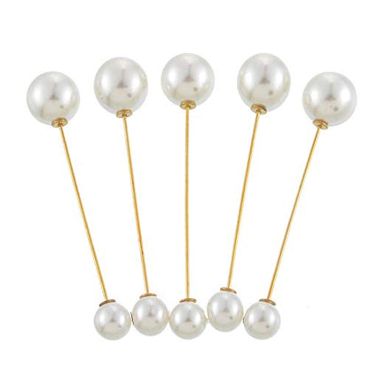 queenland Double Faux Pearl Brooch Pins Sweater Shawl Clip Dress Cardigan Collar Safety Pins