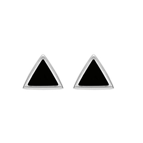 Boma Jewelry Sterling Silver Triangle Inlay Stud Earrings