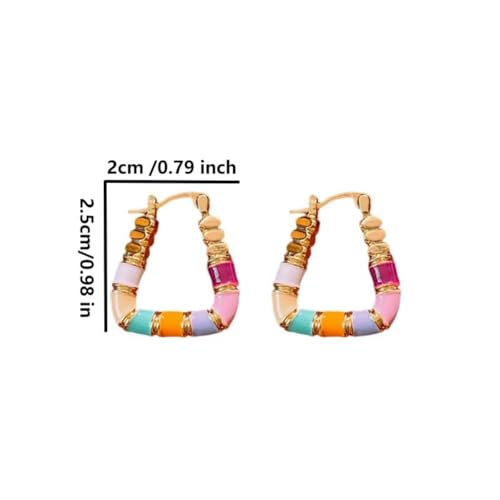 Clear Hoop Earrings for Women Gold Chunky Resin Earring Colorful Enamel Huggie Earrings Geometric Crystal Hoop Earrings Chunky Statement Trendy Jewelry - color: colorful