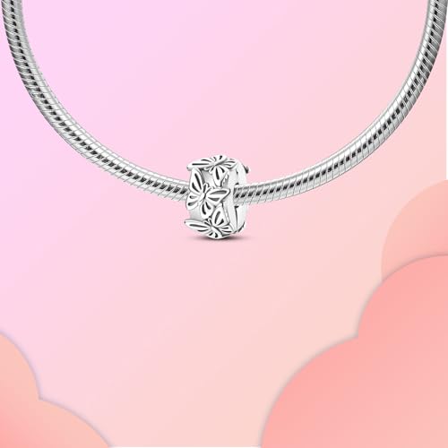 LUXILLA Charms for Bracelets & Necklace 925 Sterling Silver Charms Elephant Happy Birthday Charm Fit for Valentine's Day Mother's Day Jewelry Gift for Women - color: Butterfly Clip Spacer Charm