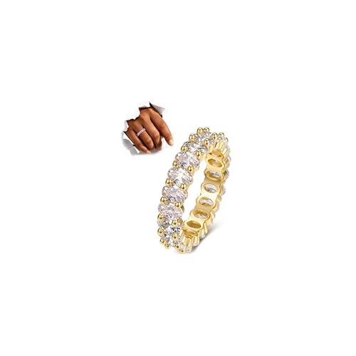 LOLIAS 14K Gold Plated Rings for Women Engagement Eternity Wedding Bands | Non Tarnish Love Promise Rings for Her Cubic Zirconia Stackable Rings for Women Statement Thumb Rings Stacking Size 6-10 - style: Oval Cubic Zirconia-14K Gold Plated