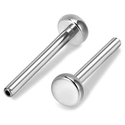 Threadless Bar G23 Titanium 20G 16G 18G Replacement Post Bar Flat Back Stud Earrings for Helix Cartilage Lobe Medusa Labret Nose Tragus Conch Piercing Jewelry - size: 20g 5mm, style: Disc 2.5mm,2Pcs Threadless Bars