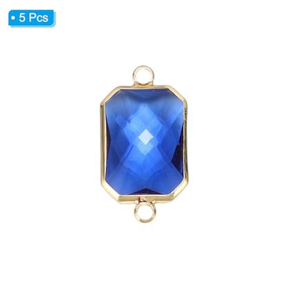 PATIKIL Birthstone Connector Link, Diamond Clear Charm Links, Glass Jewelry Findings Crystal Bead Link for Drop Dangle Pendants Necklace Bracelet Earring - color: Dark Blue