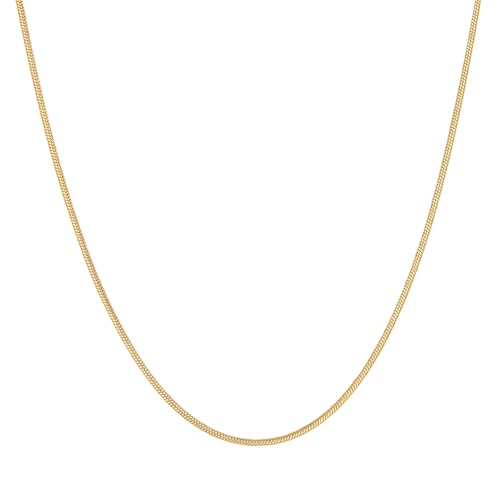 BORUO 925 Sterling Silver Snake Chain Necklace | Waterproof 14K Gold Plated Snake Chain | 1mm 1.5mm Solid Italian Nickel-Free Necklace Lobster Claw Clasp 14-30 Inch - color: Waterproof Gold Plated Stainless Steel 1.5mm, size: 20 Inch