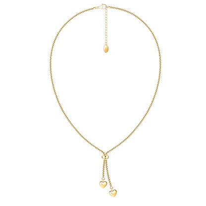 18k Gold Plated Dainty Hearts Necklace Adjustable Chain for Women Cute Y Heart Pendant Boho Charm Jewelry Gift