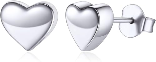 Gold Plated stainless steel Heart Earrings Chunky Statement Studs for Women Sweet Love Studs Earrings Friendship Teardrop Dangle - color: SILVER