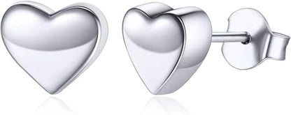 Gold Plated stainless steel Heart Earrings Chunky Statement Studs for Women Sweet Love Studs Earrings Friendship Teardrop Dangle - color: SILVER