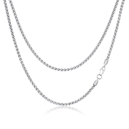 FOSIR Silver Wheat Chain Necklace for Men and Women, Stainless Steel Chains 2.5mm 3mm 4mm 5mm Mens Necklaces - size: 22.0 Inches long, style: 3.0mm wide