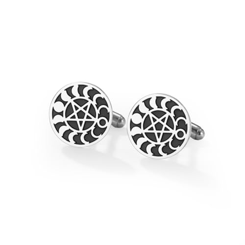 Cufflinks for Men Delicate Stainless Steel Wedding Business Cufflinks Gifts for Groom Husband French Shirt Accessories - style: Pentagram-Silver