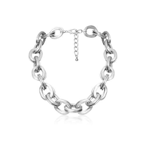 CSIYANJRY99 Chunky Gold Necklaces for Women,Multilayer Punk 80s Hip Hop Necklace,Layered Cuban Link Chain Statement Necklace 90s Freaknik Outfit Accessories for Women - color: Silver Chunky