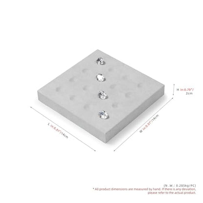 Microfiber Diamonds Gemstones Jewelry Display Organize Tray | Crystal Beads Holder for Stones Display Organizer Showcase Gray - size: 5.49" x 5.49" x 0.78"