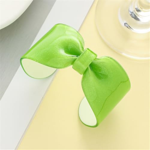 Chunky Acrylic Bow Open Cuff Bracelet for Women Colorful Resin Geometric Bowknot Bangle Bracelet Jewelry - color: Green