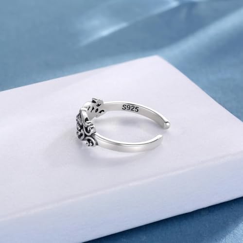 925 Sterling Silver Toe Ring Adjustable Butterfly Filigree Boho Ocean Wave Summer Jewelry for Women - style: Flower
